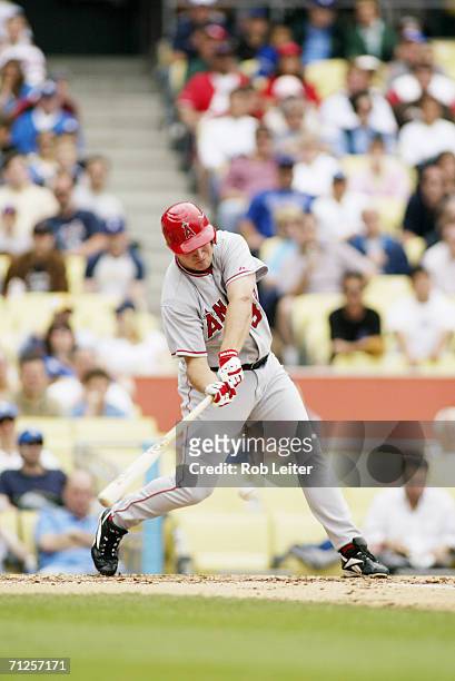 May 21: Robb Quinlan of the Los Angeles Angels of Anaheim bats during the game against the Los Angeles Dodgers at Dodger Stadium in Los Angeles,...