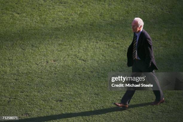 President of Germany 2006 Organising Committee, Franz Beckenbauer walks across the pitch prior to kickoff during the FIFA World Cup Germany 2006...