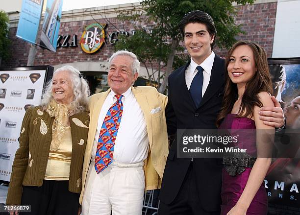 Actress Noel Neill , Jack Larson , Brandon Routh and Courtney Ford arrive at the Warner Bros. Premiere of "Superman Returns" held at the Mann Village...