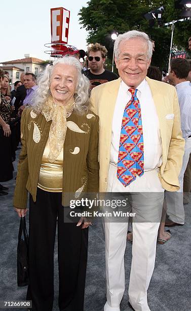 Actress Noel Neill and actor Jack Larson arrive at the Warner Bros. Premiere of "Superman Returns" held at the Mann Village Theater on June 21, 2006...