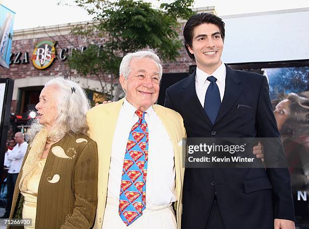 Actress Noel Neill , Jack Larson and Brandon Routh arrive at the Warner Bros. Premiere of "Superman Returns" held at the Mann Village Theater on June...