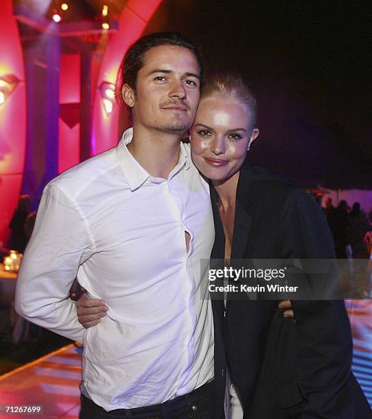 Actors Orlando Bloom and Kate Bosworth arrive at the afterparty for the premiere of Warner Bros. "Superman Returns" on June 21, 2006 in Los Angeles,...