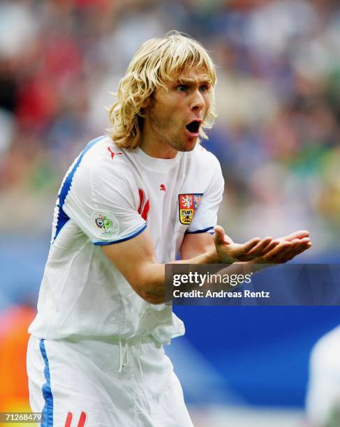 Pavel Nedved of Czech Republic gestures during the FIFA World Cup Germany 2006 Group E match between Czech Republic and Italy played at the Stadium...