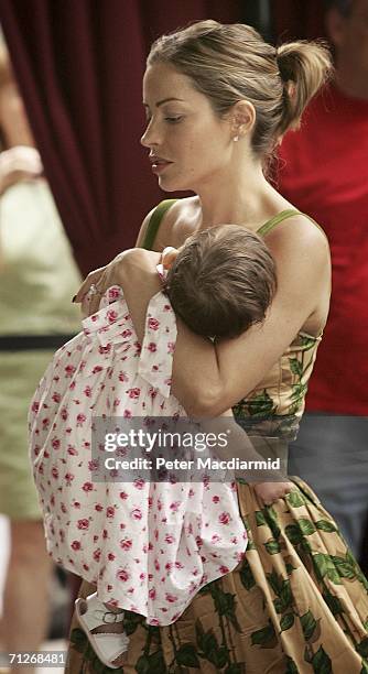 Frank Lampard's Spanish girlfriend Elen Rives arrives with their daughter Luna Patricia Lampard at Brenners Hotel on June 22, 2006 in Baden Baden,...