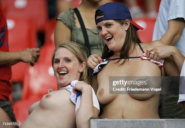 Two USA fansexpose their breasts during the FIFA World Cup Germany 2006 match between Ghana and USA played at the Stadium Nuernberg on June 22, 2006...