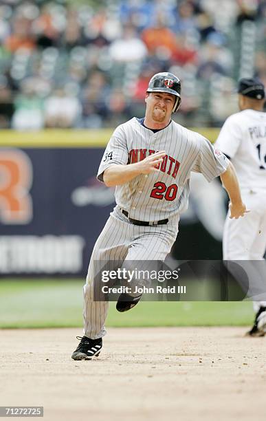 Lew Ford of the Minnesota Twins runs during the game against the Detroit Tigers at Comerica Park in Detroit, Michigan on May 18, 2006. The Tigers...