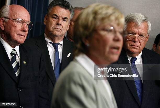 Rep. Vernon Ehlers , Rep. Peter King , Rep. Deborah Pryce and Speaker of the House Dennis Hastert hold a news conference on immigration at the U.S....