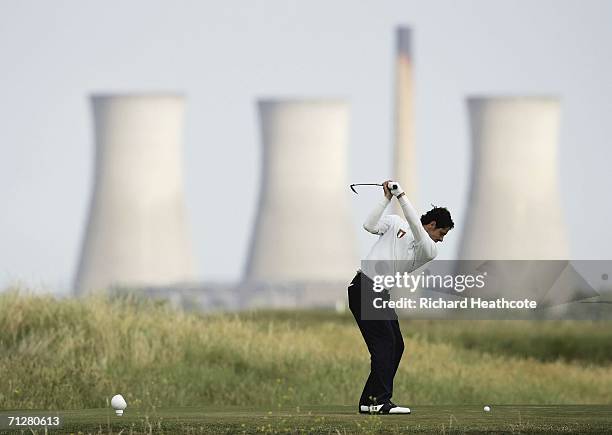 Matteo Del Podio of Italy tee's off at the 9th during the quarter-finals of The Amateur Championship 2006 at Royal St.Georges on June 23, 2006 in...