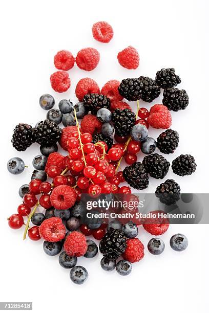 fresh berries, elevated view - berry fruit stock pictures, royalty-free photos & images