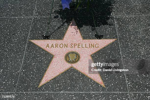 Producer Aaron Spelling's star on the Hollywood Walk of Fame on June 24, 2006 in Hollywood, California. Spelling, who created vintage TV series such...