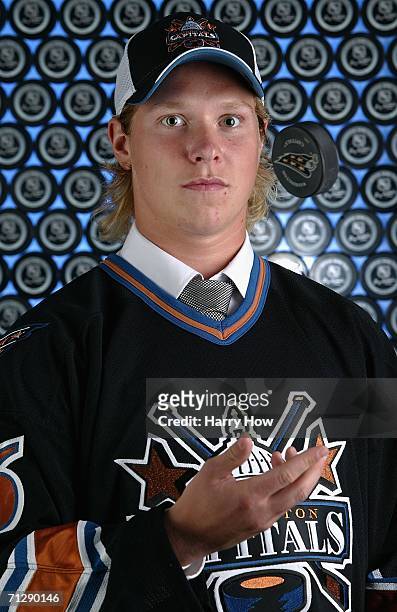 Fourth overall pick Nicklas Backstrom of the Washington Capitals poses for a portrait backstage during the 2006 NHL Draft held at General Motors...