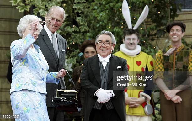 Queen Elizabeth II, Prince Philip , Duke of Edinburgh an d Ronnie Corbett attend the Children's Garden Party as part of the Queen?s 80th Birthday...
