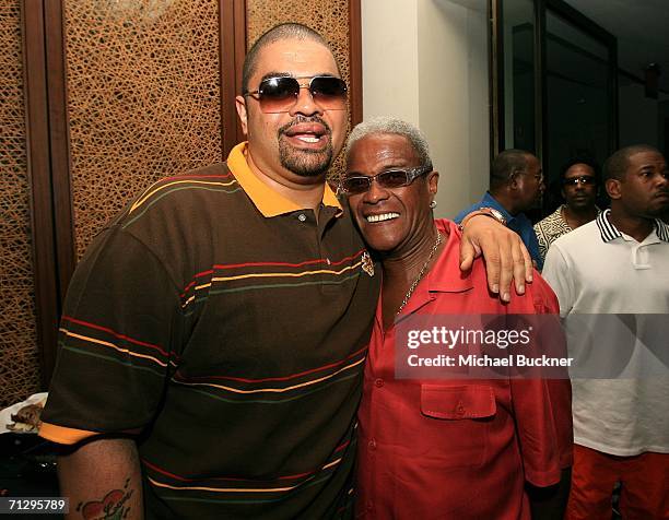 Rapper Heavy D and George Daniels attend the 3rd Annual Work Hard, Play Harder Lounge at the W Hotel on June 25, 2006 in Los Angeles, California.