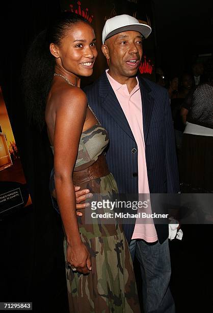 Actress Joy Bryant and music producer Russell Simmons arrive at the 3rd Annual Work Hard, Play Harder Lounge at the W Hotel on June 25, 2006 in Los...