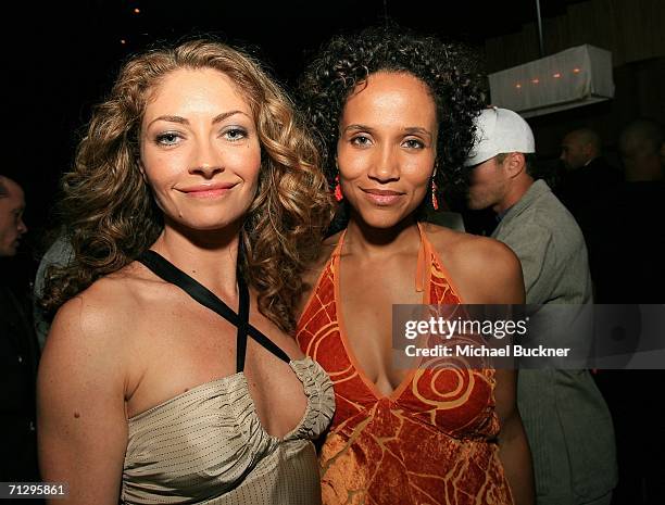 Actress Rebecca Gayheart and actress Yvonne Wright attend the 3rd Annual Work Hard, Play Harder Lounge at the W Hotel on June 25, 2006 in Los...