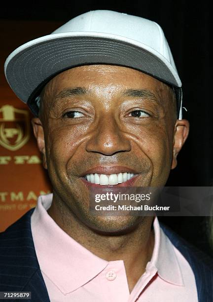 Music producer Russell Simmons arrives at the 3rd Annual WOrk Hard, Play Harder Lounge at the W Hotel on June 25, 2006 in Los Angeles, California.