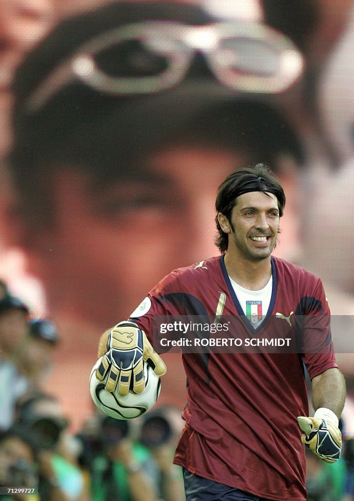 Italian goalkeeper Gianluigi Buffon hand