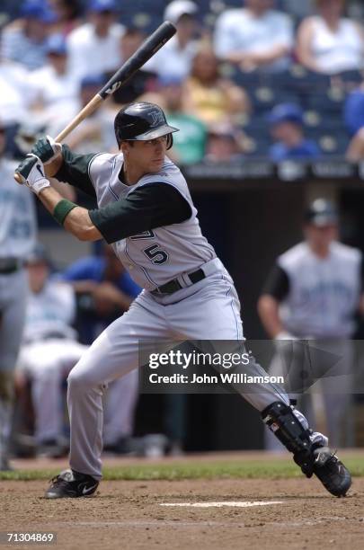 Center fielder Rocco Baldelli of the Tampa Bay Devil Rays bats during the game against the Kansas City Royals at Kauffman Stadium on June 10, 2006 in...