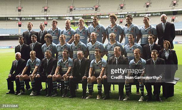 The NRL New South Wales Blues team pose for a photo during the team photo session at the Telstra Dome June 28, 2006 in Melbourne, Australia.