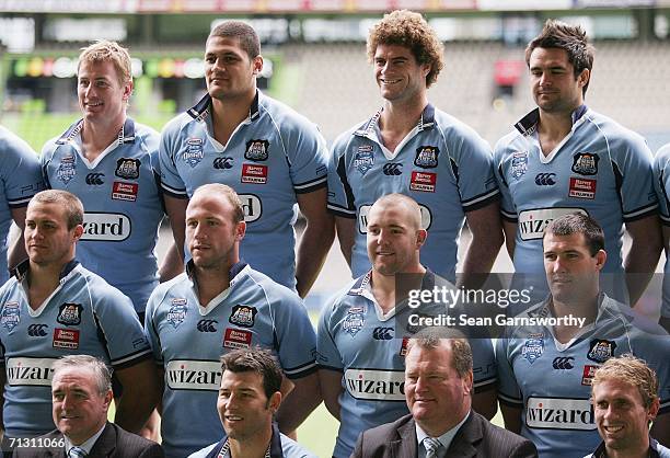 The NRL New South Wales Blues team pose for a photo during the team photo session at the Telstra Dome June 28, 2006 in Melbourne, Australia.