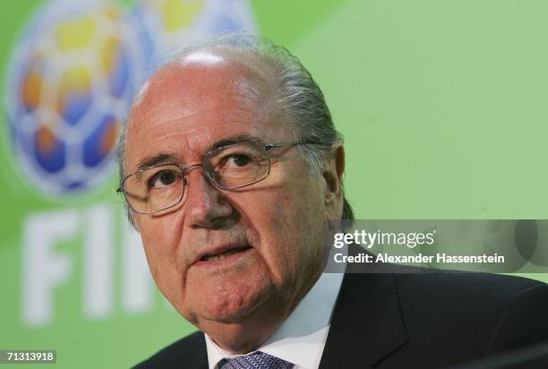 President Joseph S. Blatter looks on during the FIFA press conference on Racism in Football on June 28, 2006 in Berlin, Germany.