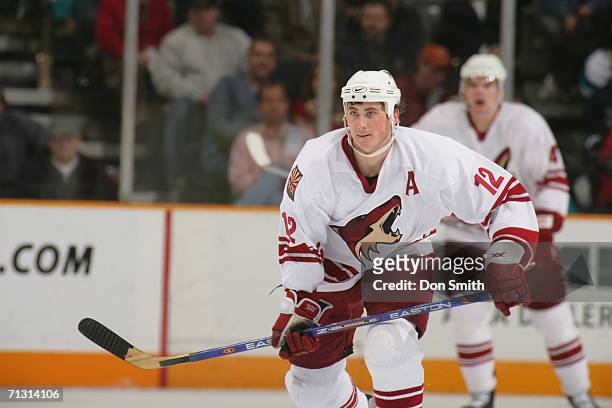 Mike Johnson of the Phoenix Coyotes skates during a game against the San Jose Sharks on December 28, 2005 at the HP Pavilion in San Jose, California....