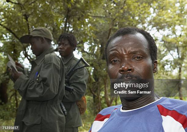 Joseph Kony, the leader of the Ugandan rebel group, the Lord's Resistance Army ltalks during a rare meeting with journalists in this photo taken on...