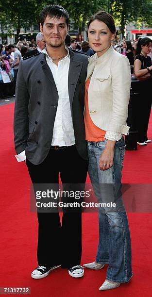 Matt Jay Willis, formerley of pop band Busted poses with Emma Griffiths as they arrive at the UK Charity Premiere of "Just My Luck" at Vue West End,...