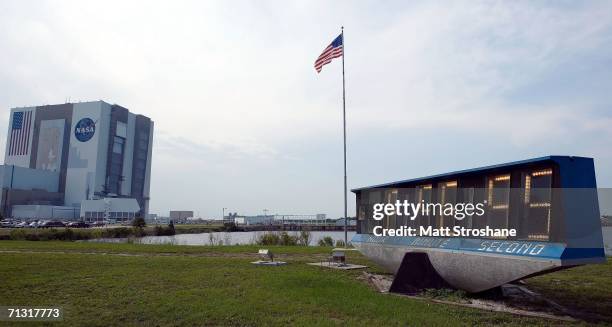 The countdown clock begins ticking toward the launch of Space Shuttle Discovery at Kennedy Space Center June 28, 2006 in Cape Canaveral, Florida....