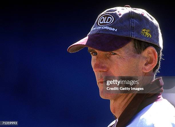 Wayne Bennett, coach of the Maroons during a QLD Maroons training session at Aussie Stadium 1998, Sydney, Australia.