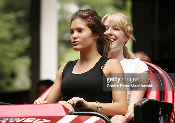 Carly Zucker , girldfriend of Joe Cole rides a roller-coaster at the Europa theme park on June 29, 2006 near Baden Baden, Germany.