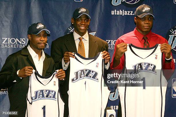 The Utah Jazz introduce Dee Brown, Ronnie Brewer and Paul Millsap as their draft picks in the 2006 NBA Draft at a news conference on Thursday, June...