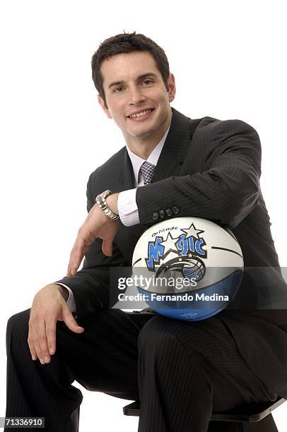 The 11th overall pick by the Orlando Magic in the 2006 NBA Draft, J.J. Redick, poses for a portrait June 29, 2006 at the RDV Sportsplex in Maitland,...