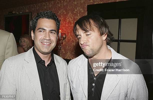 Producer Tommy Pallotta poses with director Richard Linklater at the Los Angeles premiere after party of "A Scanner Darkly" during Los Angeles Film...