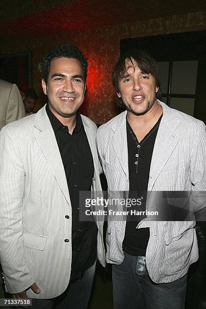 Producer Tommy Pallotta poses with director Richard Linklater at the Los Angeles premiere after party of "A Scanner Darkly" during Los Angeles Film...