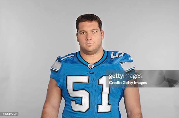 Dominic Raiola of the Detroit Lions poses for his 2006 NFL headshot at photo day in Detroit, Michigan.