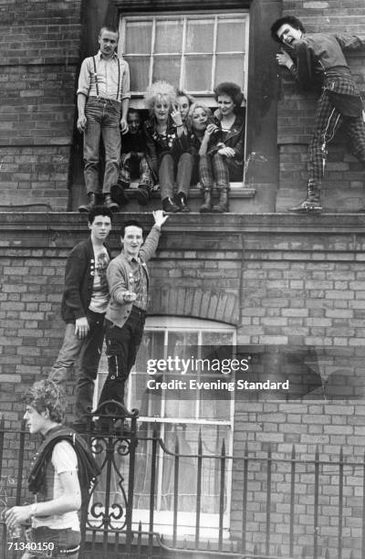 Some of the punks and skinheads who faced eviction from the house they were squatting in the Hillview Estate in the King's Cross area of London, 25th...