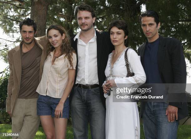 French actor Stephane Guerrin-Tillie, Claire Keim, Yannis Baraban, Natacha Lindinger and Boris Terral attend the photocall for "Le Maitre du...