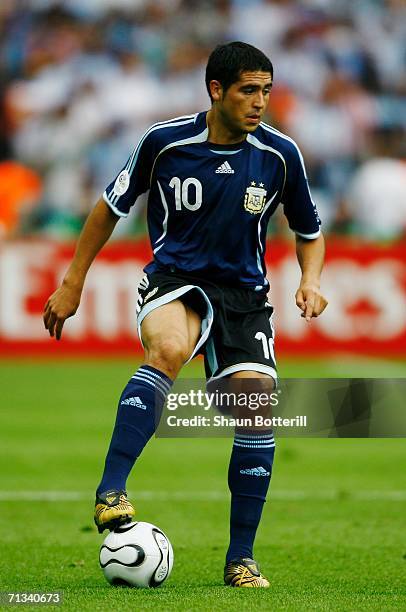 Juan Riquelme of Argentina in action during the FIFA World Cup Germany 2006 Quarter-final match between Germany and Argentina played at the Olympic...