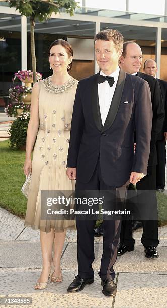 Crown Prince Frederik of Denmark and Crown Princess Mary of Denmark arrives at the Grand Theater to attend a special performance on June 30, 2006 in...