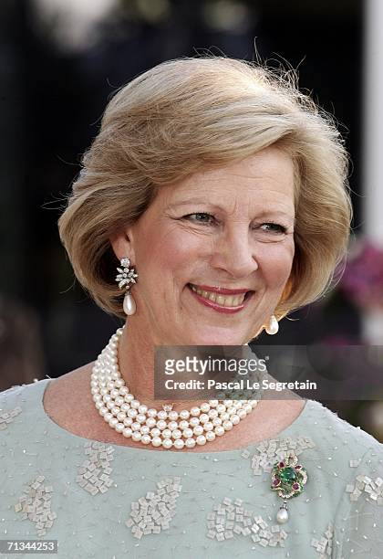 Queen Anne Marie of Greece arrives at the Grand Theater to attend a special performance on June 30, 2006 in Luxembourg, for Grand Duke Henri of...