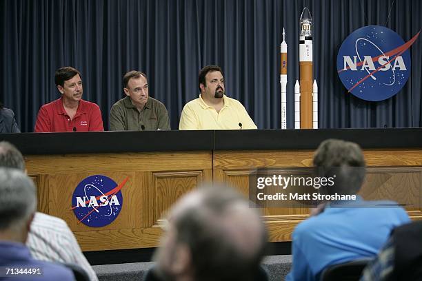 Scott Horowitz, associate administrator of Exploration Systems, Jeff Hanley, Constellation Program manager, and Steve Cook, manager of Exploration...