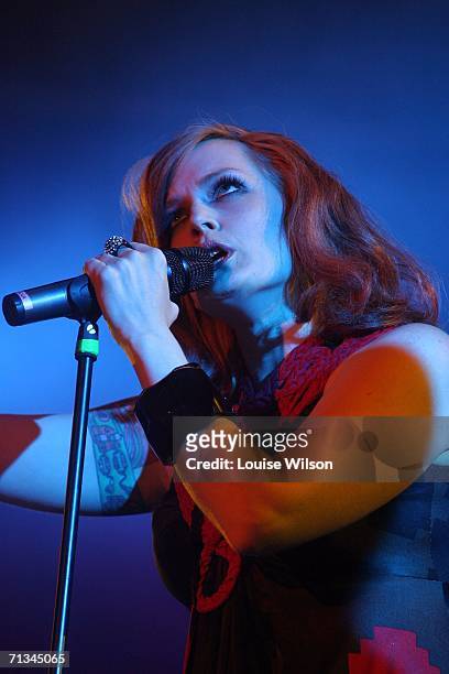 Ana Matronic of Scissor Sisters performs on stage on the second day of the Roskilde festival on June 30, 2006 in Roskilde, Denmark.