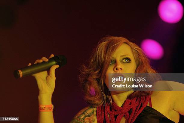 Ana Matronic of Scissor Sisters performs on stage on the second day of the Roskilde festival on June 30, 2006 in Roskilde, Denmark.