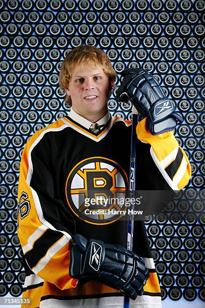5th overall pick Phil Kessel of the Boston Bruins poses for a portrait backstage at the 2006 NHL Draft held at General Motors Place on June 24, 2006...