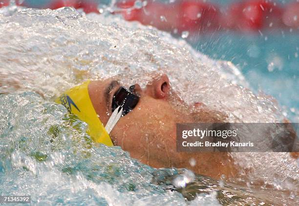 Matthew Welsh competes in the heats of the Men's 100m Backstroke during day two of the 2006 Telstra Grand Prix Series 2 at the Chandler Aquatic...