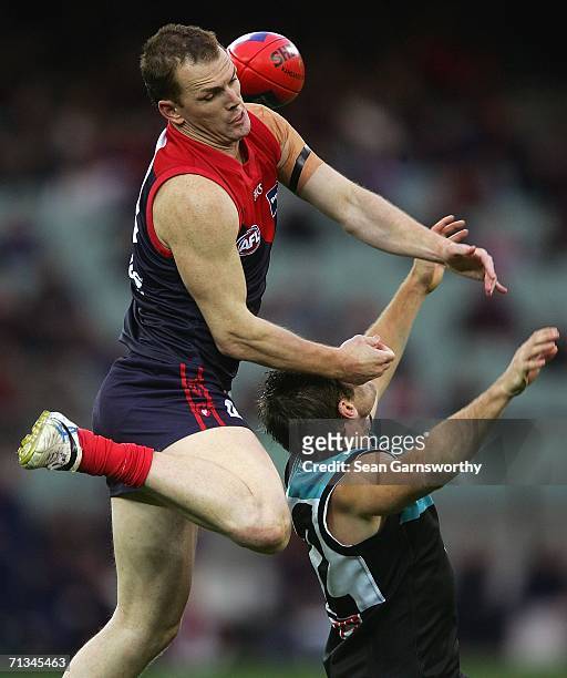 Paul Wheatley for Melbourne in action during the round 13 AFL match between Melbourne and Port Adelaide at the Melbourne Cricket Ground on July 1,...