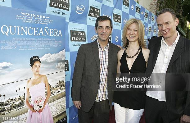 Director Richard Glatzer, Dawn Hudson, LAFF Director an d Wash Westmoreland, director pose at Los Angeles Film Festival Premiere Of Sony Pictures...
