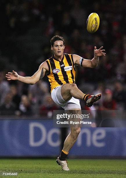 Trent Croad of the Hawks in action during the round thirteen AFL match between the St Kilda Saints and the Hawthorn Hawks at the Telstra Dome July 1,...