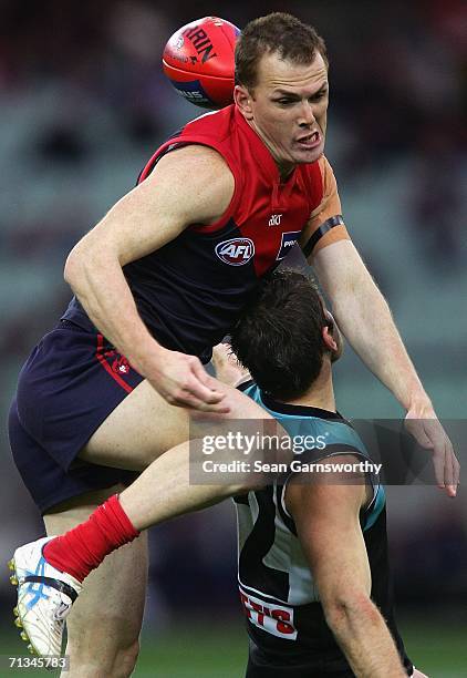 Paul Wheatley for Melbourne in action during the round thirteen AFL match between Melbourne and Port Adelaide at the Melbourne Cricket Ground on July...